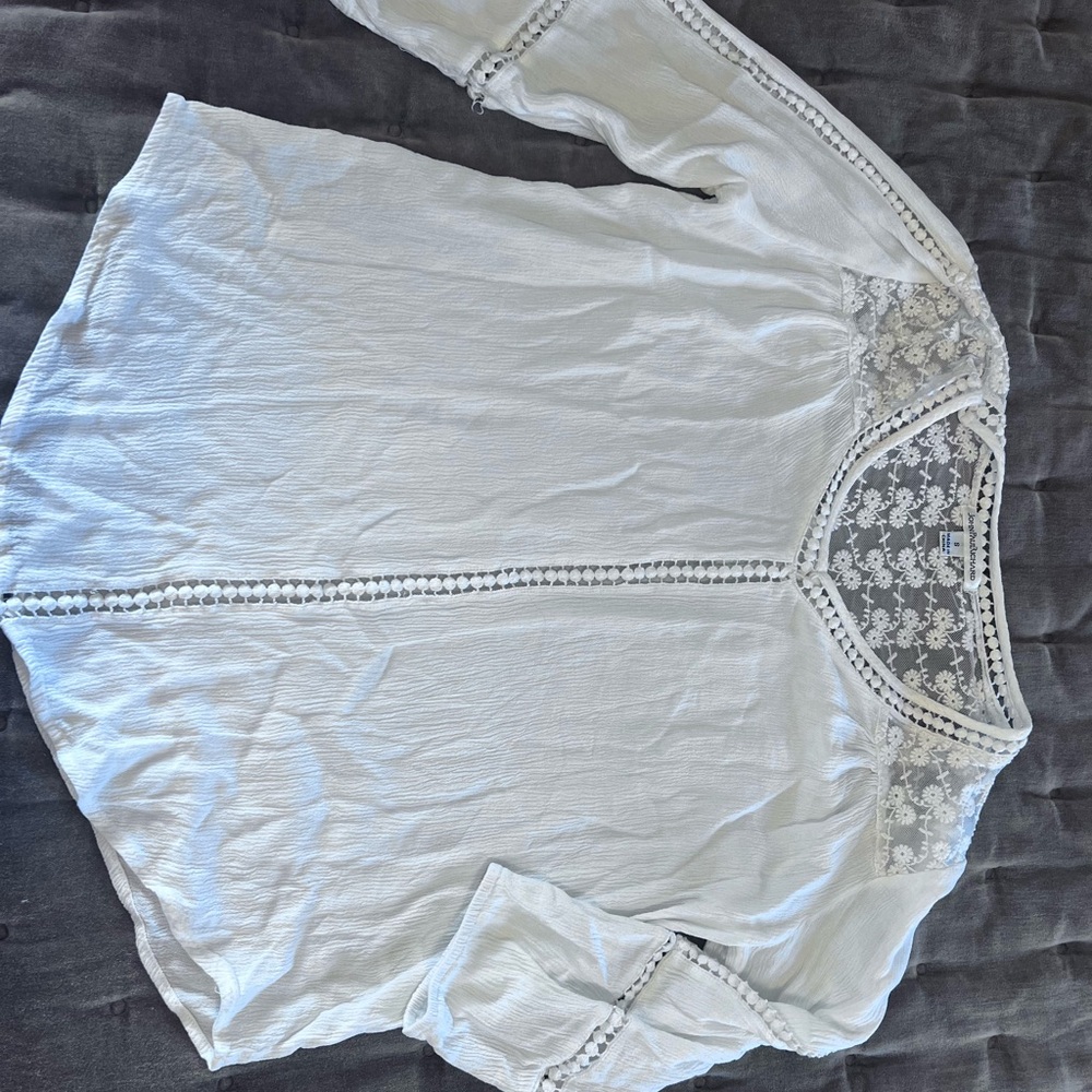 JohnPaulRichard White Embellished Blouse with Bib Collar